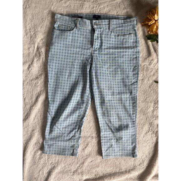 NYDJ Ariel Crop Gingham Jean Capri Size 12 - Picture 2 of 7